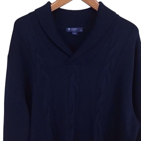 Cremieux Classics Merino Wool Sweater XL Shawl Collar Navy - Picture 2 of 7